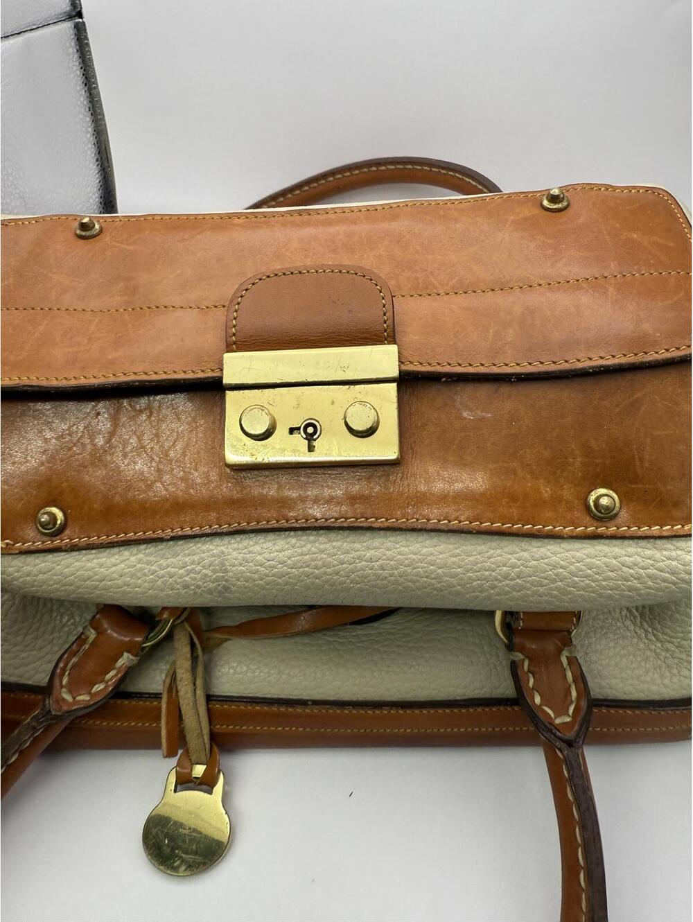 Dooney & Bourke Vintage Leather and Pebbled Leather Satchel Doctor's Bag - Picture 5 of 12